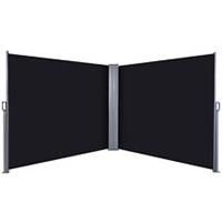 Outsunny 6mx1.8m Double Retractable Side Awning Steel Frame Outdoor Shade Black