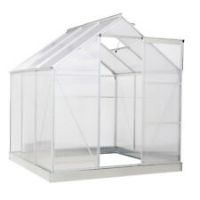 Outsunny 6x6FT WalkIn Greenhouse Polycarb Panels Aluminium Frame w/Sliding Door