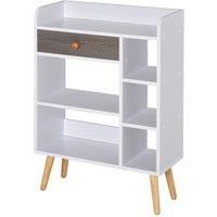 HOMCOM Sideboard Storage Bookcase Freestanding Drawer and 6 Shelves, Home Office Furniture White