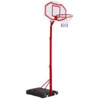 HOMCOM 210-260cm Height Adjustable Basketball Hoop Backboard w/ Wheels For Kids