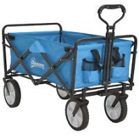 Outsunny Folding Outdoor Storage Trolley Cart Bag Telescopic Handle Brakes Blue