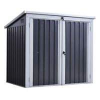 Outsunny 2Bin Corrugated Steel Rubbish Storage Shed w/ Locking Doors Lid Unit