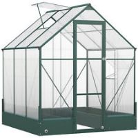 Outsunny Walkin Greenhouse Outdoor Polycarbonate Aluminium w/ Foundation 6x6ft