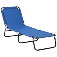 Outsunny Folding Sun Lounger W/ 4Position Adjustable Backrest Relaxer Recliner