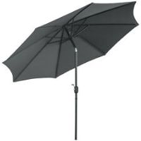 Outsunny Patio Umbrella Outdoor Sunshade Canopy with Tilt and Crank Dark Grey