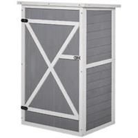 Outsunny Fir Wood Garden Shed Outdoor Tool Storage w/ 2 Shelves Grey