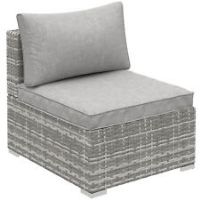 Outsunny Outdoor Garden Furniture Rattan Single Middle Sofa w/ Cushions Grey