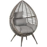 Outsunny Outdoor indoor Wicker Teardrop Chair with Cushion Rattan Lounger