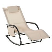 Outsunny Breathable Mesh Rocking Chair for Outdoor Recliner Seat w/ Headrest