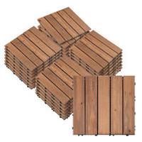 Outsunny 27pc Floor Tiles Interlocking Solid Wood DIY Deck Tiles Indoor Outdoor