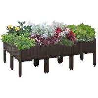 Outsunny 6-piece Lightweight Raised Flower Bed with Drainage Holes