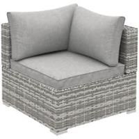 Outsunny Rattan Corner Sofa Garden Rattan Furniture Single Sofa Chair w/ Cushion