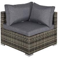 Outsunny Rattan Corner Sofa Garden Rattan Furniture Single Sofa Chair w/ Cushion