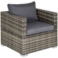 Outsunny Single Wicker Furniture Sofa Chair w/ Padded Cushion for Garden Balcony