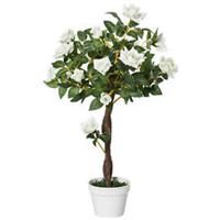 Outsunny 90cm/3FT Artificial Rose Tree Fake Decorative Plant 21 Flowers Pot