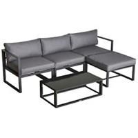 Outsunny 5-Piece Outdoor Patio Set Padded Cushion Coffee Table Aluminum Tube