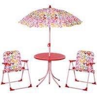 Outsunny Kids Folding Picnic Table Chair Set Butterfly Pattern Outdoor Parasol