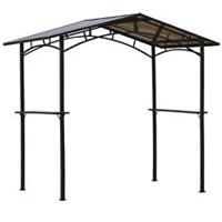 Outsunny 8ft x 5ft Outdoor BBQ Protective Gazebo Aluminium Frame w/ 2 Shelves