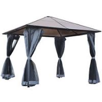 Outsunny 4x3(m) Outdoor Gazebo Patio Canopy Tent w/ Netting & PC Board Roof