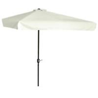 Outsunny 2.3m Half Round Parasol Garden Sun Umbrella Metal w/ Crank OffWhite