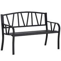 Outsunny Metal Loveseat 2Seater Outdoor Furniture w/ Ergonomic Armrest