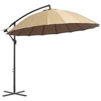 Outsunny 3(m) Cantilever Sun Umbrella 18 Sturdy Ribs Adjustable Angle Khaki