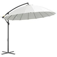 Outsunny 3(m) Cantilever Shanghai Parasol w/ Crank Handle, Cross Base, Off-White