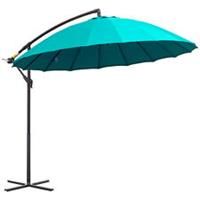 Outsunny 3(m) Cantilever Sun Umbrella 18 Sturdy Ribs Adjustable Angle Turquoise