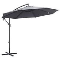 Outsunny 3(m) Garden Parasol Sun Shade Banana Umbrella Cantilever Grey