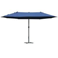 Outsunny Sun Umbrella Canopy Doubleside Crank Sun Shade Shelter 4.6M Blue