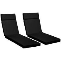 Outsunny Set of 2 Lounger Cushion NonSlip Seat Pads Indoor Outdoor Black