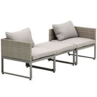 Outsunny 3-in-1 Chair Coffee Table Lounger Seater Sofa w/ Steel Frame Furniture