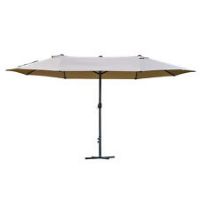 Outsunny Sun Umbrella Canopy Double-side Crank Sun Shade Shelter 4.6M Khaki
