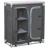 Outsunny Outdoor Aluminum 3-shelf Camping Cupboard Kitchen Station Cook Table