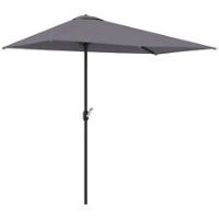 Outsunny 2.3m Garden Balcony Half Round Umbrella Metal Parasol Umbrella Grey