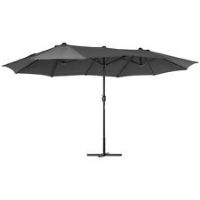 Outsunny Sun Umbrella Canopy Double-sided Crank Sun Shade Shelter 4.6M Grey