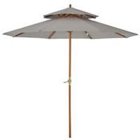 Outsunny Wood Patio Parasol Sun Shade Outdoor Garden Umbrella Canopy Grey