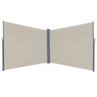 Outsunny Retractable Double Side Awning Folding Privacy Screen Fence White