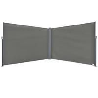 Outsunny Patio Retractable Double Side Awning Folding Privacy Screen Fence Grey