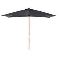 Outsunny Wooden Garden Parasol Sun Shade Patio Umbrella Canopy Dark Grey