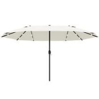 Outsunny 4.4m DoubleSided Sun Umbrella Patio Parasol Solar Lights Cream White