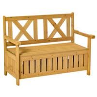 Outsunny Wood Storage Garden Bench for Patio Outdoor Seating Tools Organizer
