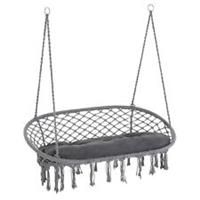 Outsunny Hanging Hammock Chair Macrame Seat for Patio Garden Dark Grey