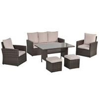 Outsunny 6 PCS Patio PE Rattan Sofa Furniture Set Dining Table