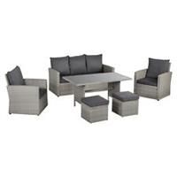 Outsunny 6 PCS Outdoor Rattan Sofa Furniture Sets w/ Dining Table