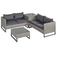 Outsunny 4 PCs Rattan Wicker Sofa Set Conservatory Furniture w/ Side Storage Box