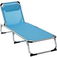 Outsunny Folding Outdoor Reclining Sun Lounger Chair Aluminium Frame Blue