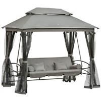 Outsunny 3 Seater Swing Chair Hammock Gazebo Patio Bench Outdoor Cushions Grey