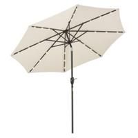 Outsunny Garden Parasol Outdoor Tilt Sun Umbrella LED Light Hand Crank Offwhite