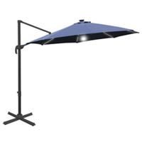 Outsunny 3(m) LED Cantilever Parasol Outdoor with Base Solar Lights Blue